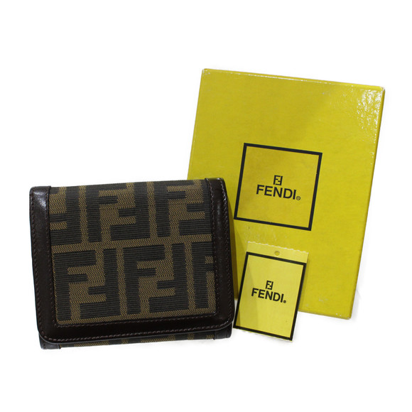 Fendi Zucca Tri-fold Folding Compact Wallet Brown - Picture 15 of 15